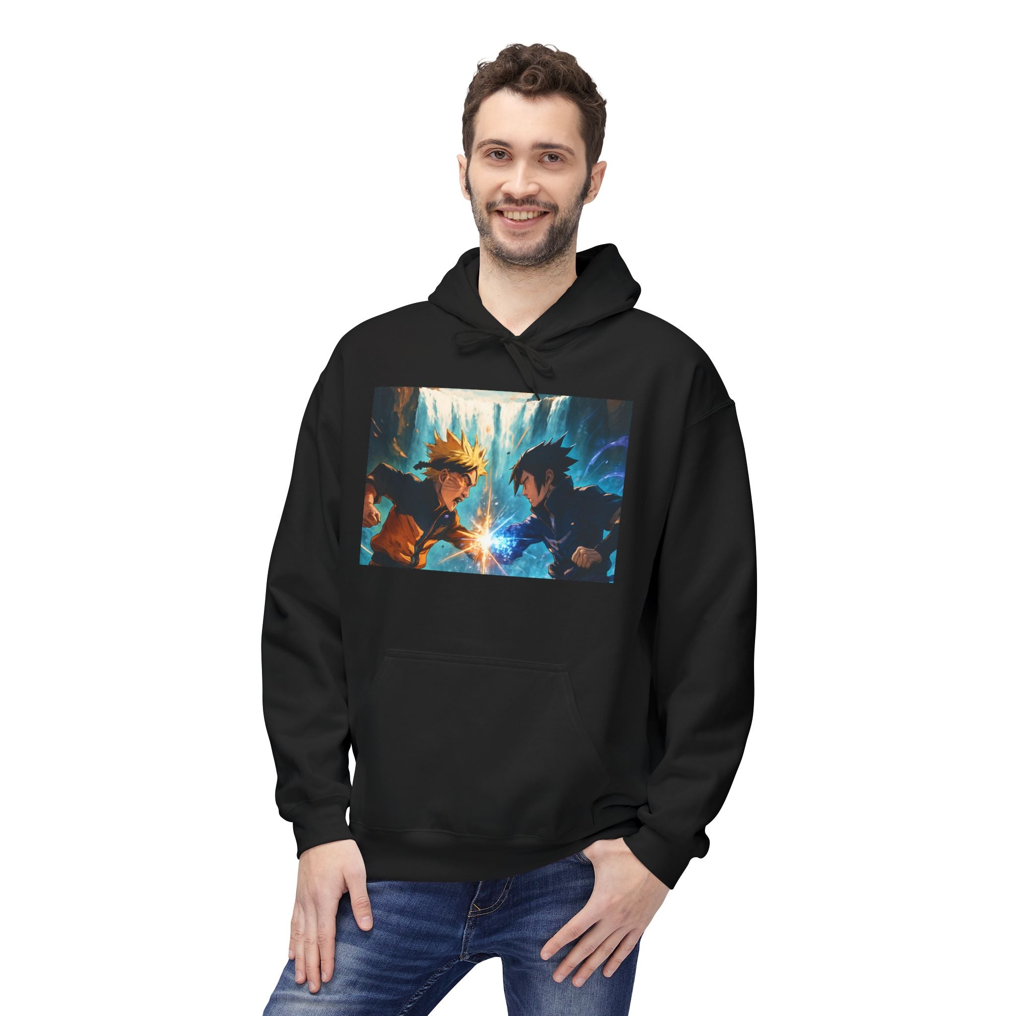 Anime Battle Hoodie — Naruto vs Sasuke Graphic Pullover