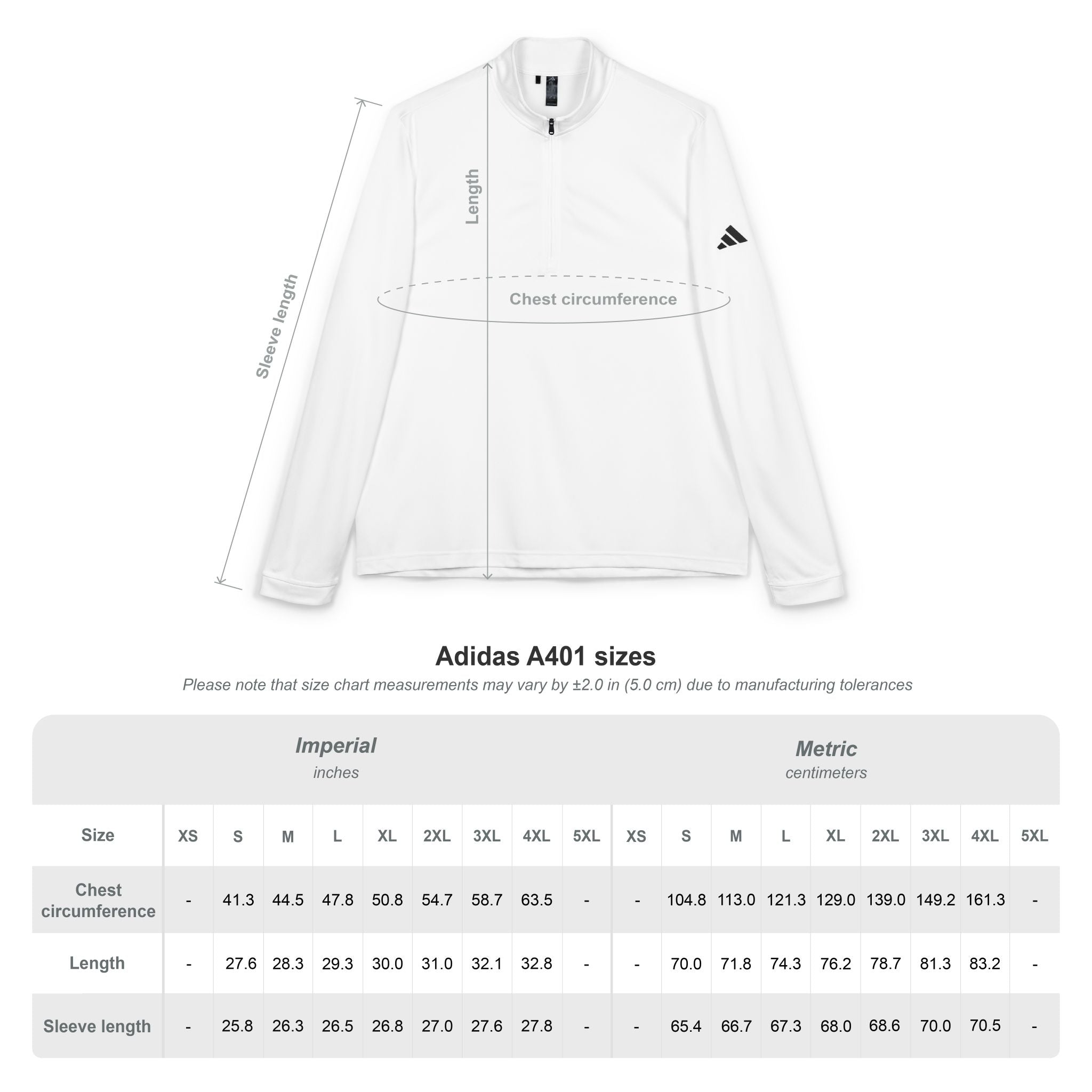 Embroidered adidas Quarter-Zip Pullover — White Performance Top