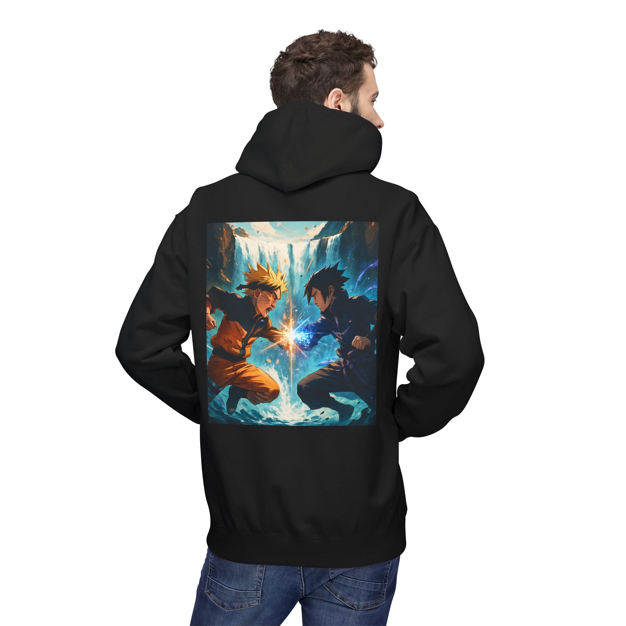 Anime Battle Hoodie — Naruto vs Sasuke Graphic Pullover
