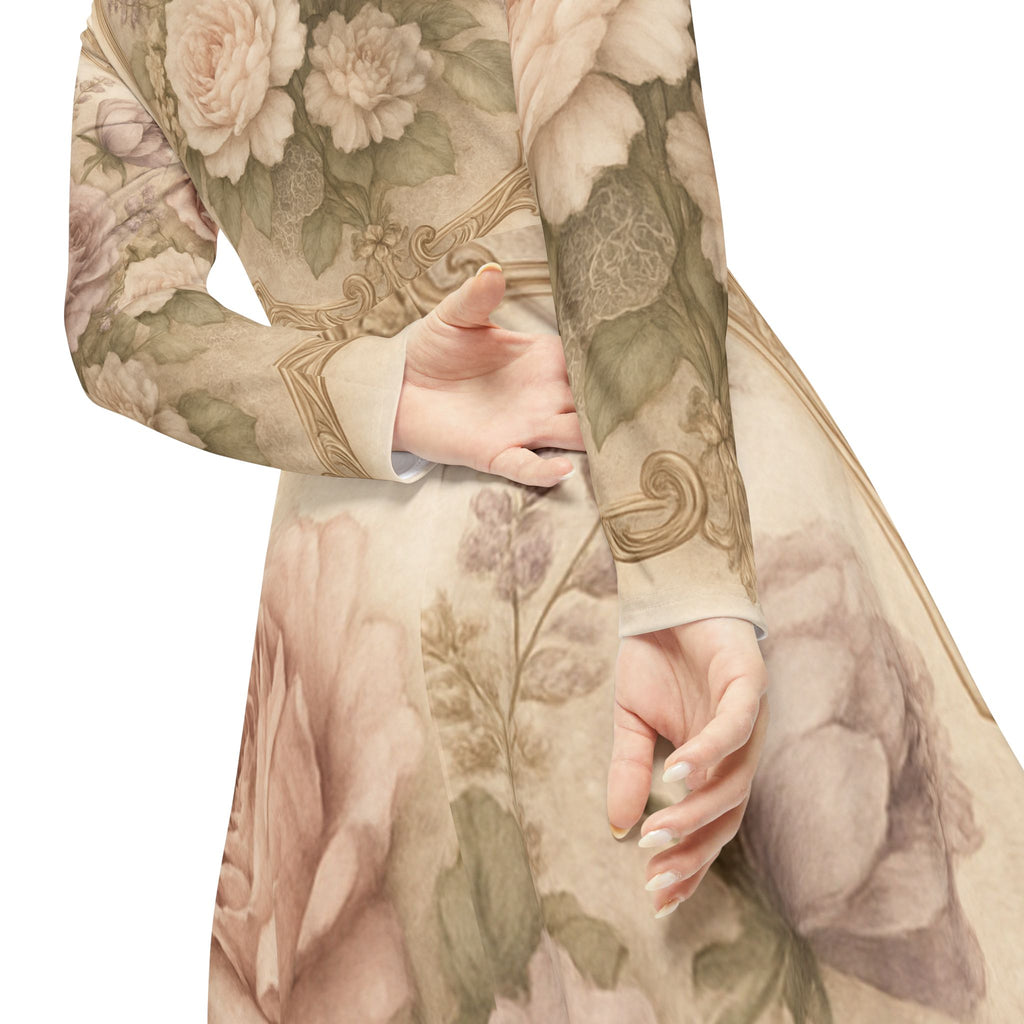 Floral Vintage Rose Long Sleeve Dance Dress — Romantic Victorian AOP