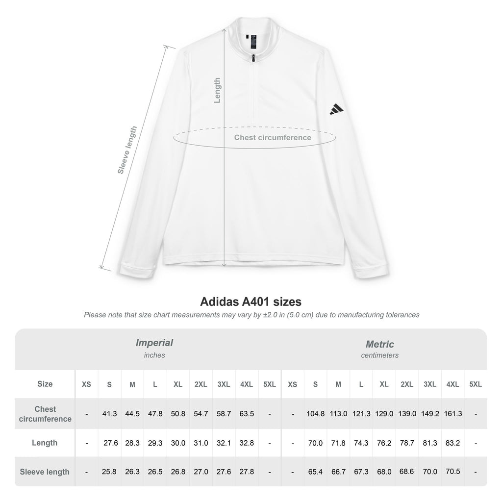 Embroidered adidas Quarter-Zip Pullover — White Performance Top