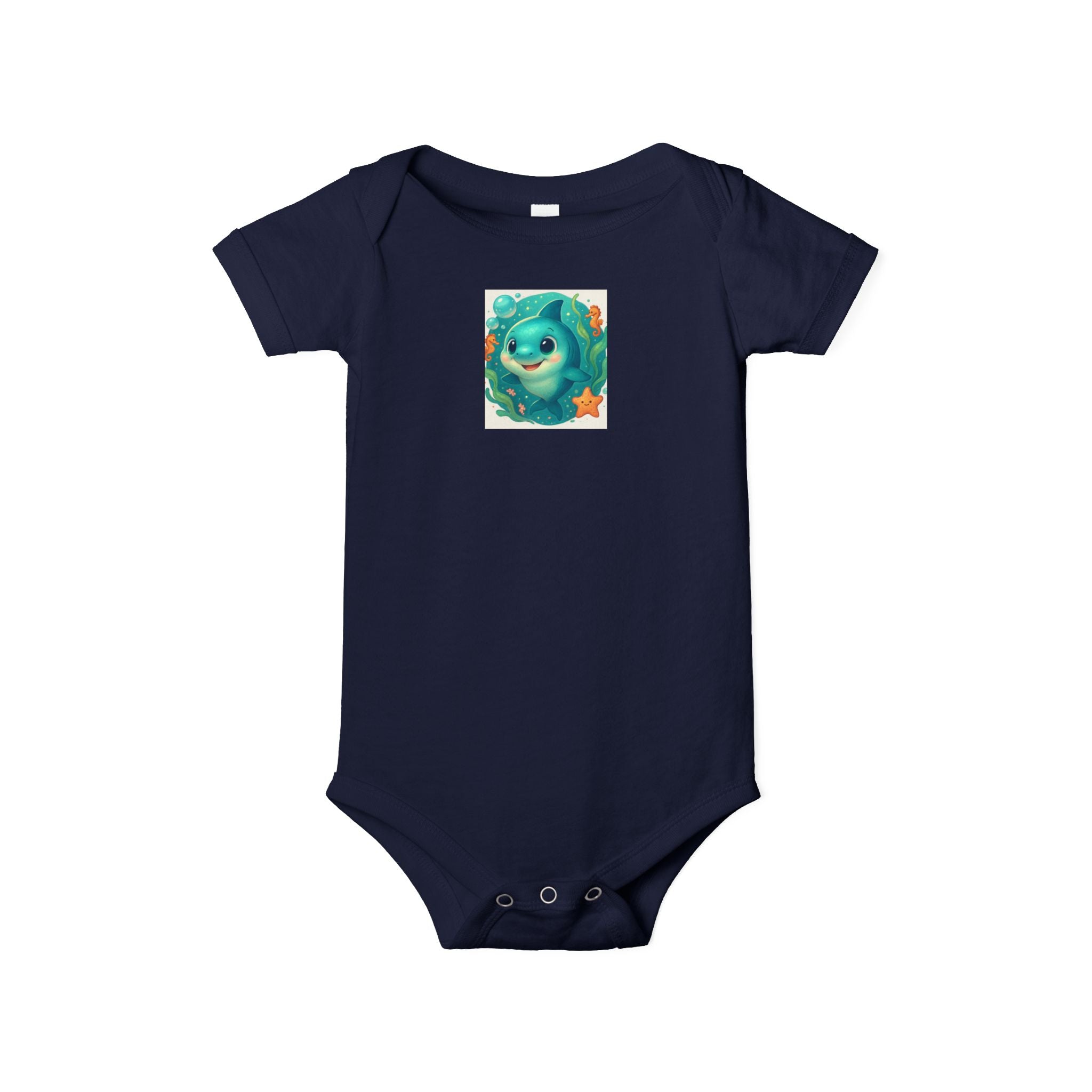 Baby Bodysuit with Cute Sea Monster Print — Infant One‑Piece Romper