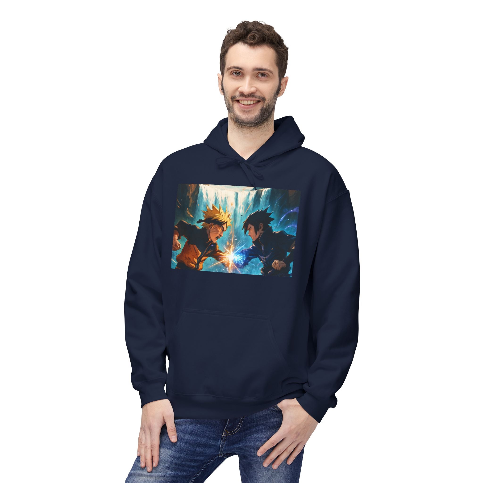 Anime Battle Hoodie — Naruto vs Sasuke Graphic Pullover