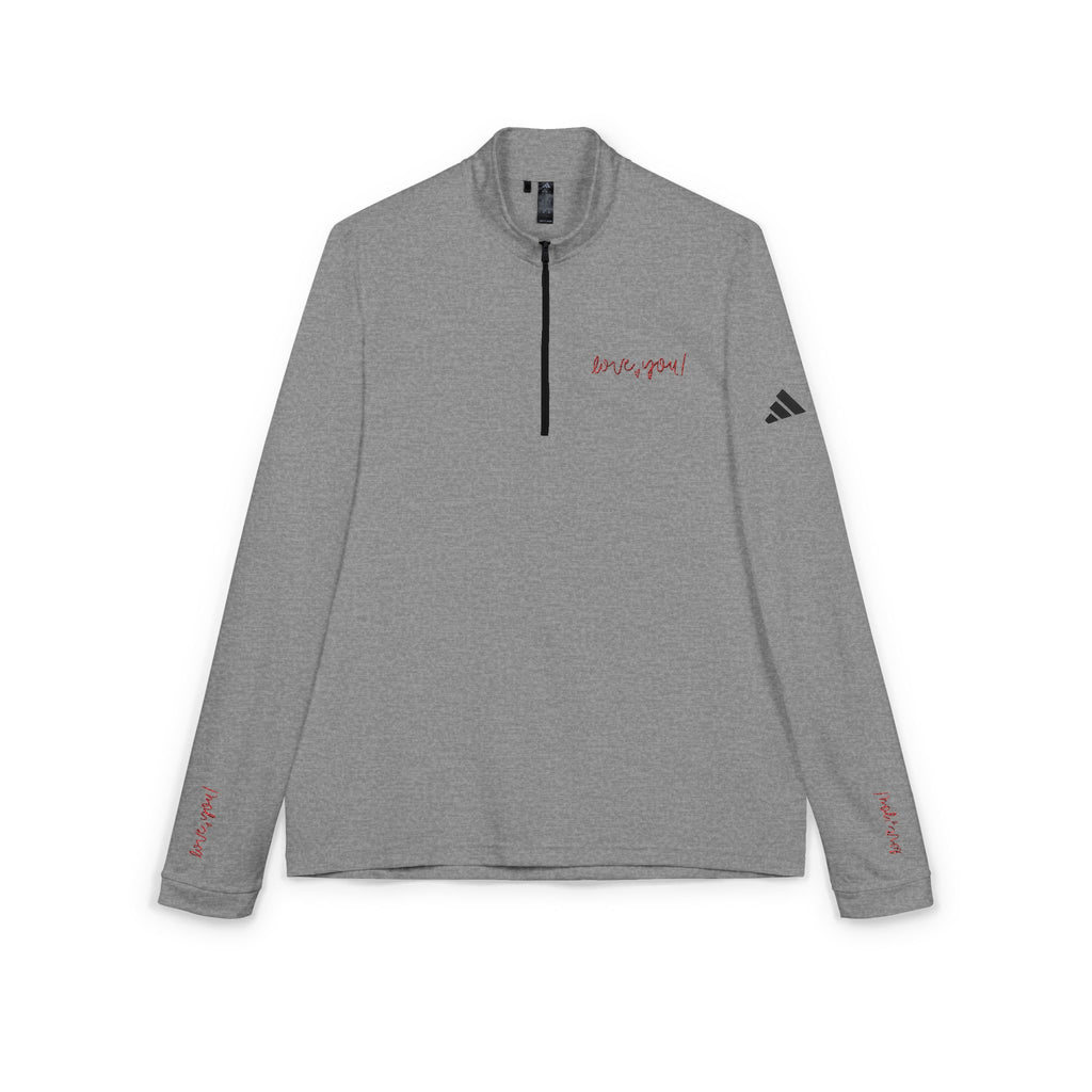 Embroidered adidas Quarter-Zip Pullover — White Performance Top
