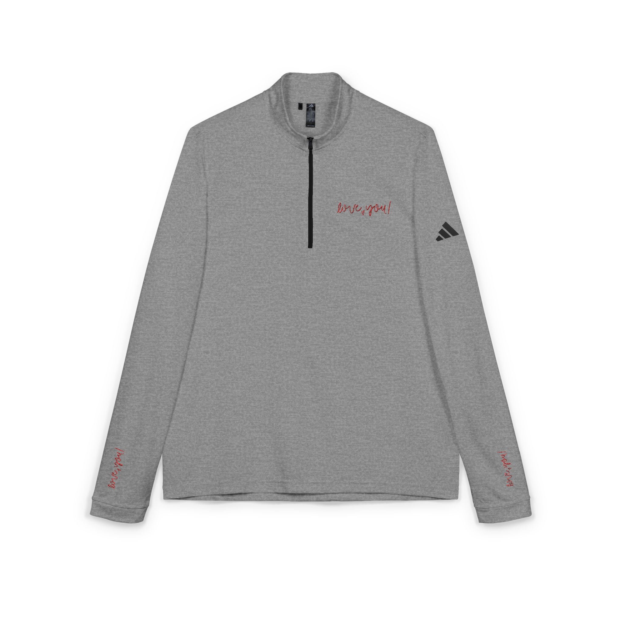 Embroidered adidas Quarter-Zip Pullover — White Performance Top