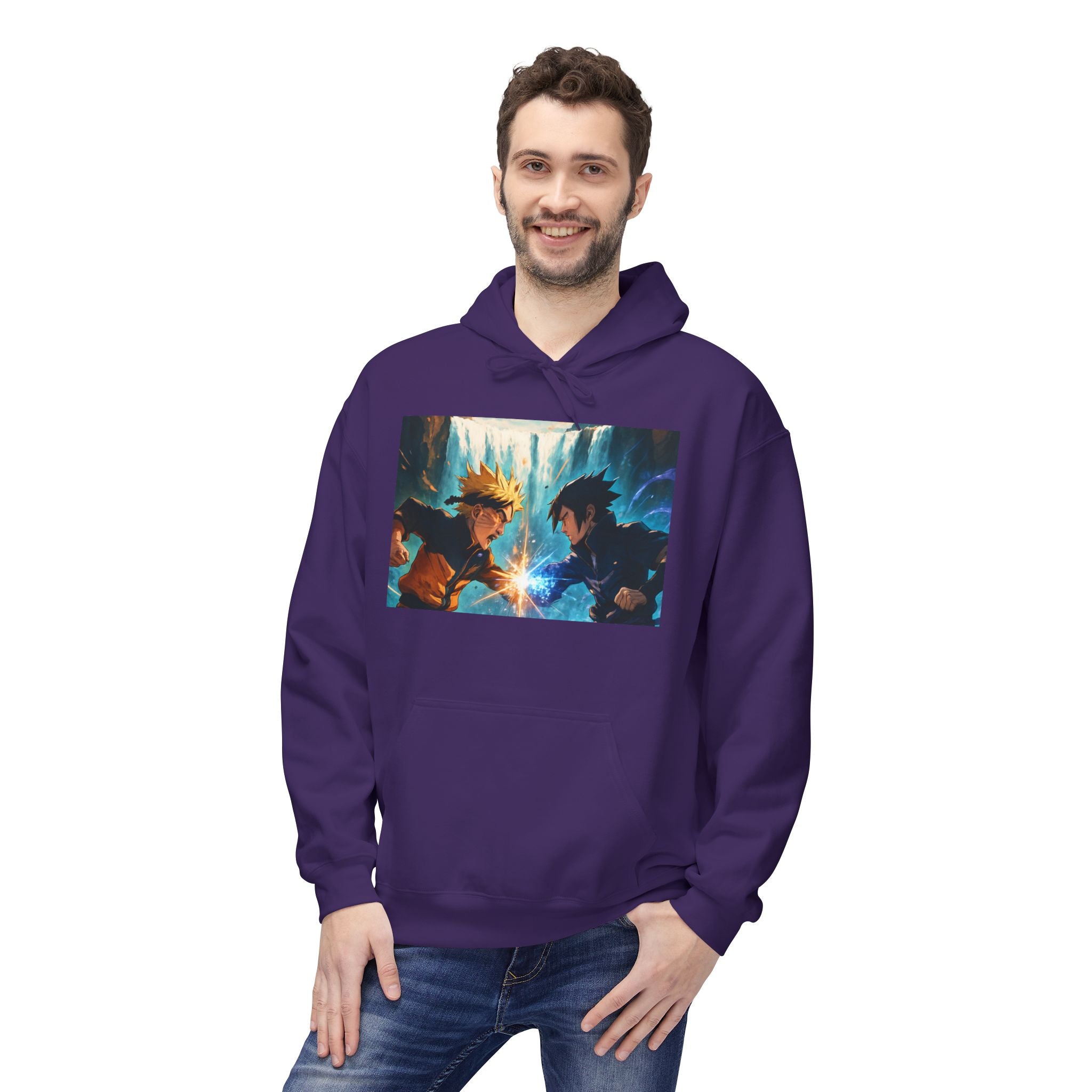 Anime Battle Hoodie — Naruto vs Sasuke Graphic Pullover