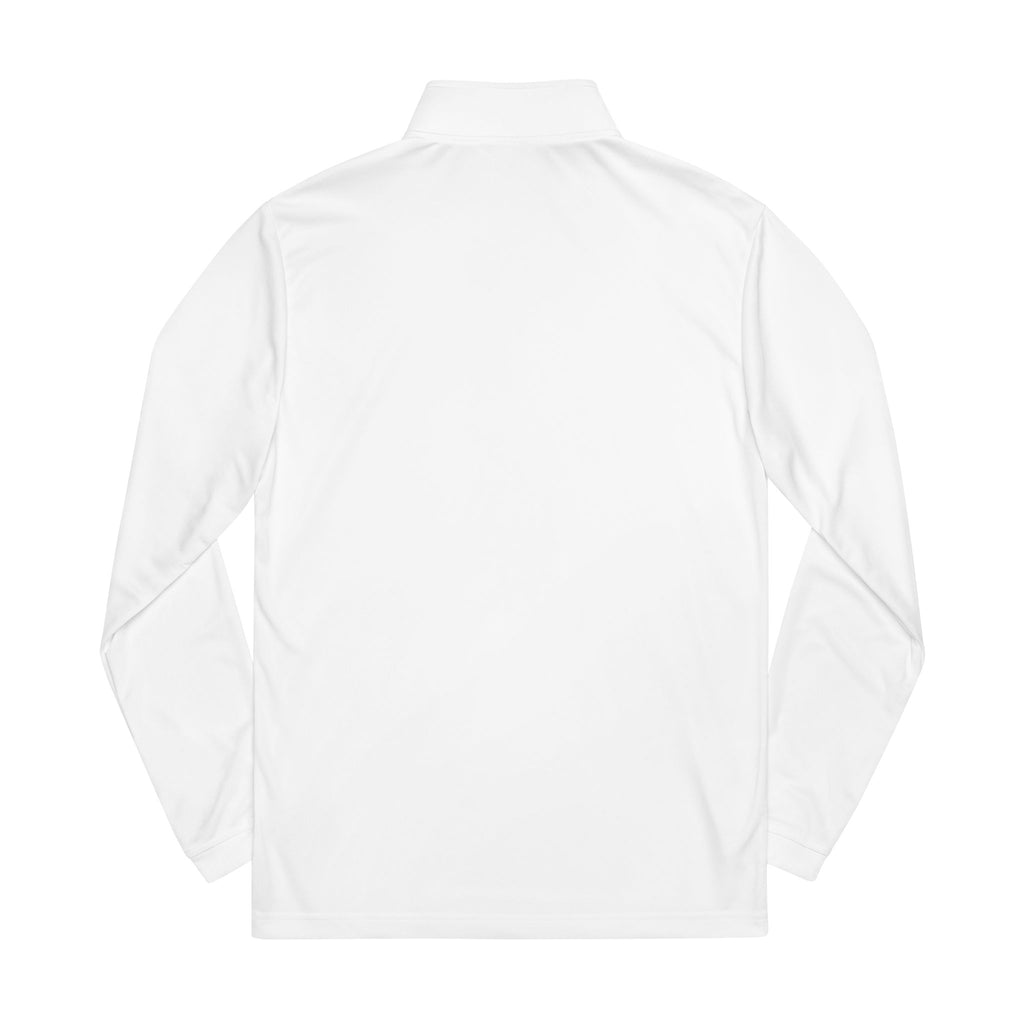 Embroidered adidas Quarter-Zip Pullover — White Performance Top