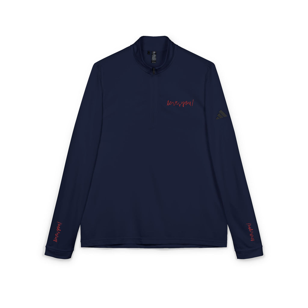 Embroidered adidas Quarter-Zip Pullover — White Performance Top